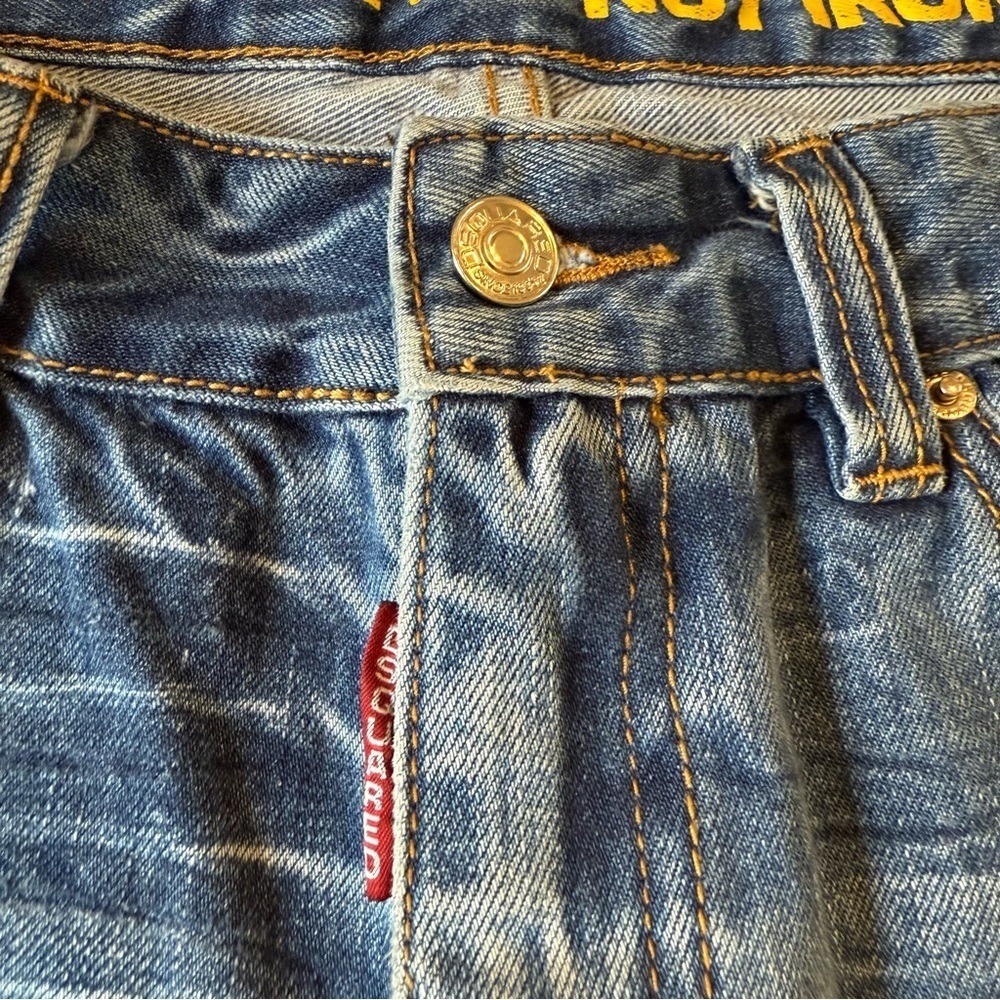 Dsquared Wash Distressed Holes/Rips Denim Shorts - Picture 3 of 9